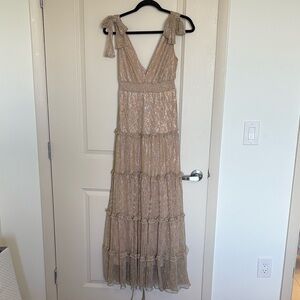 Shimmering Gold Sleeveless Maxi Dress